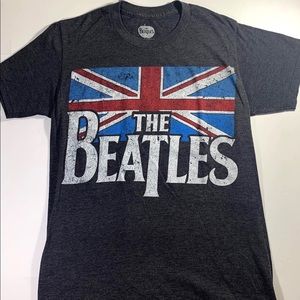 THE BEATLES Licensed Sm. Grey Union Jack Shirt